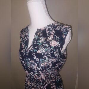 LOFT Floral Patterned Top in Blue and Pink